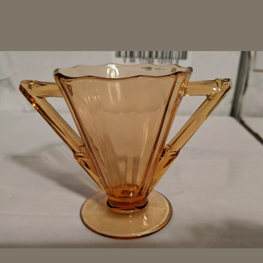 3.5" Art Deco Vintage Amber Glass sugar bowl dish